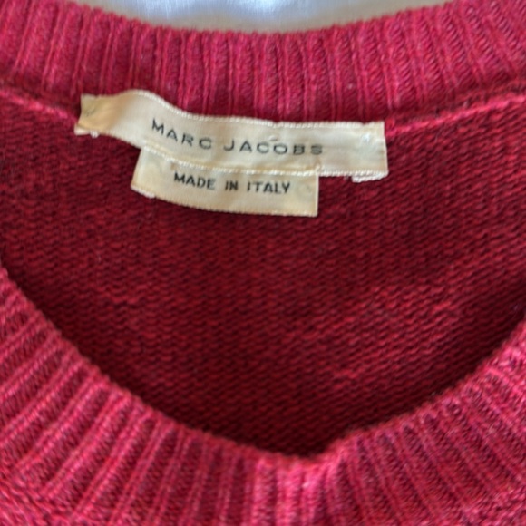 Marc Jacobs red sweater with intentional factory distressing men’s large slim - Picture 2 of 6
